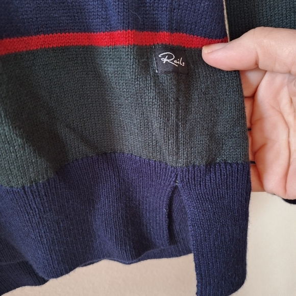 NWT Rails Kent Rugby Mens Crew Neck Wool Blend Striped Sweater Size L - Picture 4 of 8